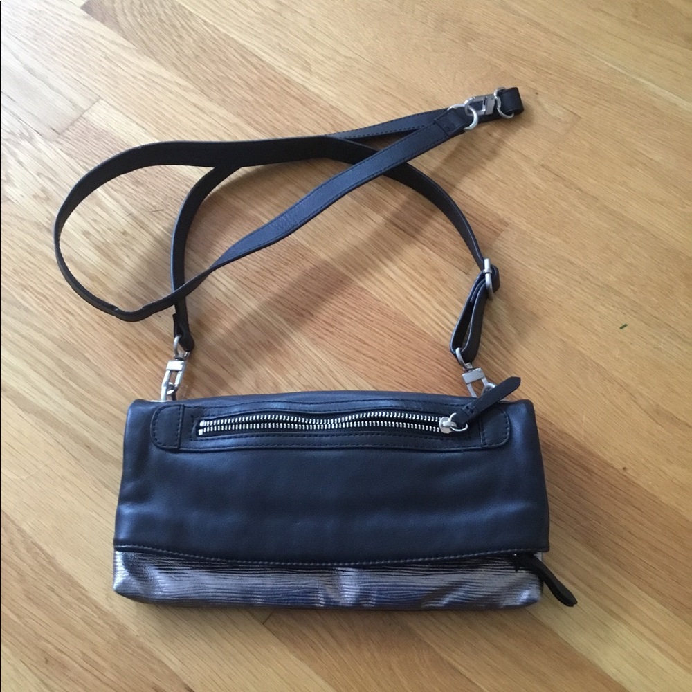 Crossbody bag, black and metallic